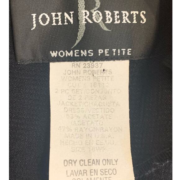 John Roberts 90s Black Dress & Long Jacket 18W Petite  Shift Open Front 2Pc Set - Picture 3 of 12